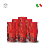 Bộ 6 ly thủy tinh SORGENTE màu đỏ – Bormioli Rocco 340360.589 – 450ml