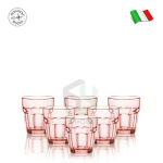 Bộ 6 ly thủy tinh chịu nhiệt  ROCK BAR màu hồng- Bormioli Rocco 418950 – 270ml