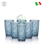 Bộ 6 ly thủy tinh DIAMOND màu xanh biển – Bormioli Rocco 350260 – 470ml